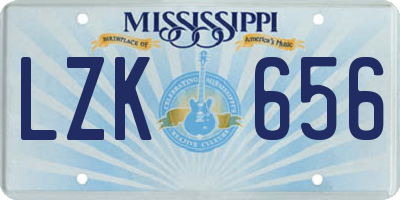 MS license plate LZK656