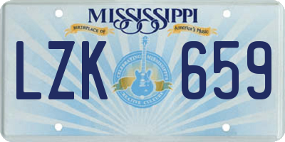 MS license plate LZK659