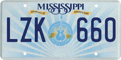 MS license plate LZK660