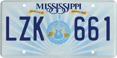 MS license plate LZK661