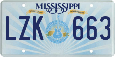 MS license plate LZK663