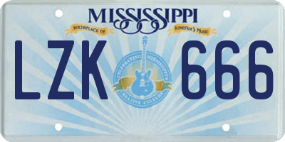 MS license plate LZK666