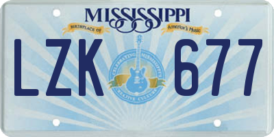 MS license plate LZK677