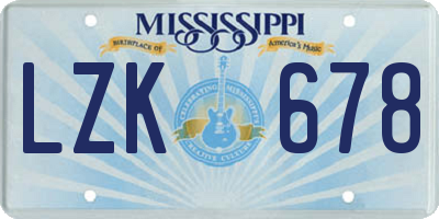 MS license plate LZK678