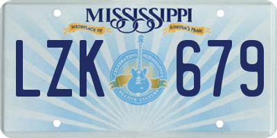 MS license plate LZK679