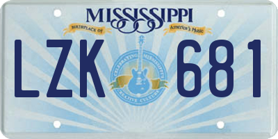 MS license plate LZK681