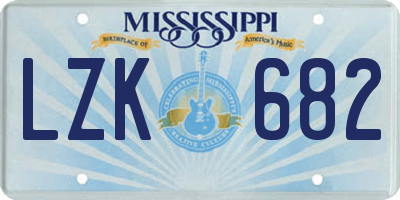 MS license plate LZK682
