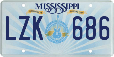 MS license plate LZK686
