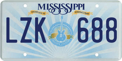 MS license plate LZK688