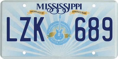 MS license plate LZK689