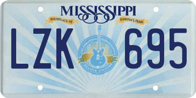 MS license plate LZK695
