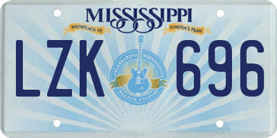 MS license plate LZK696