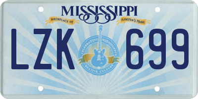 MS license plate LZK699