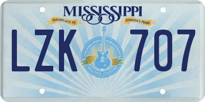 MS license plate LZK707