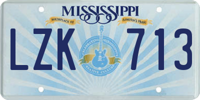 MS license plate LZK713