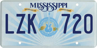 MS license plate LZK720