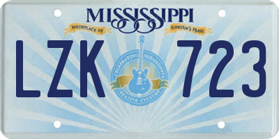 MS license plate LZK723