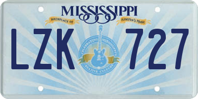 MS license plate LZK727