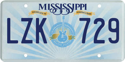 MS license plate LZK729