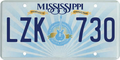 MS license plate LZK730