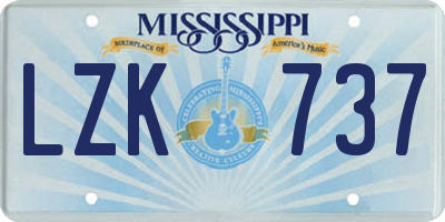 MS license plate LZK737