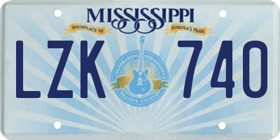 MS license plate LZK740