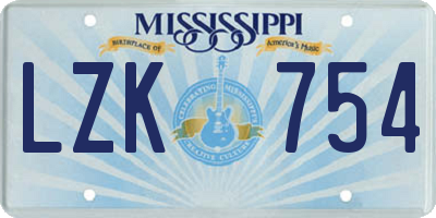 MS license plate LZK754
