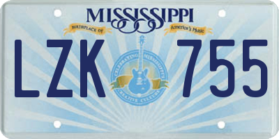 MS license plate LZK755
