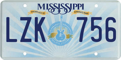 MS license plate LZK756