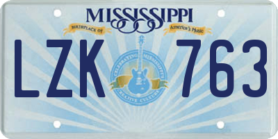 MS license plate LZK763