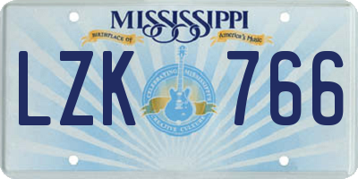 MS license plate LZK766
