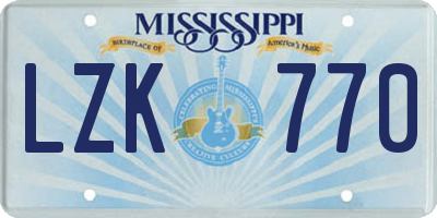 MS license plate LZK770