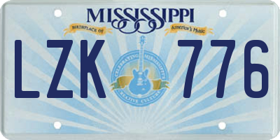 MS license plate LZK776