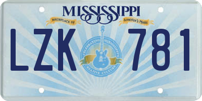MS license plate LZK781