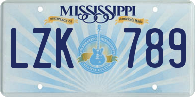 MS license plate LZK789