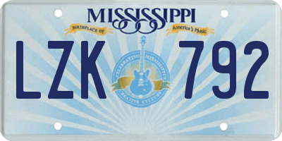 MS license plate LZK792