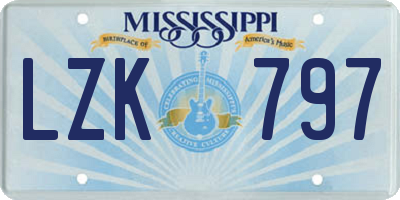 MS license plate LZK797