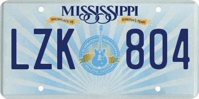 MS license plate LZK804