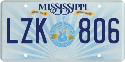 MS license plate LZK806