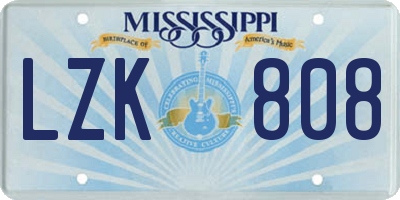 MS license plate LZK808