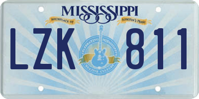 MS license plate LZK811