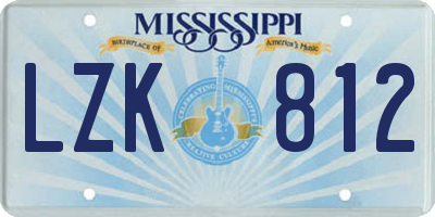 MS license plate LZK812