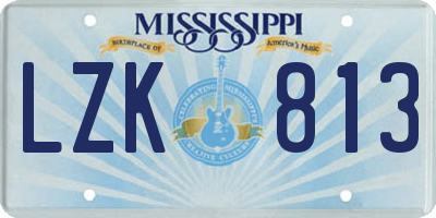 MS license plate LZK813