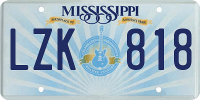 MS license plate LZK818