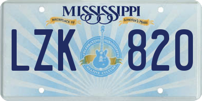 MS license plate LZK820