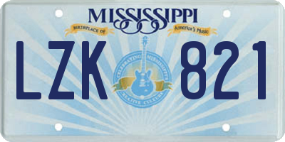 MS license plate LZK821