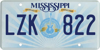 MS license plate LZK822