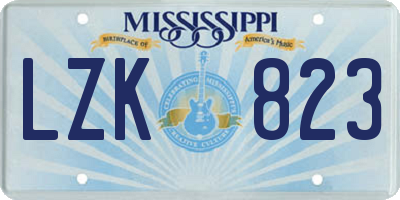 MS license plate LZK823