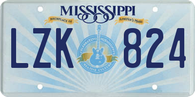 MS license plate LZK824