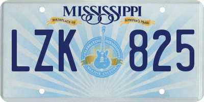 MS license plate LZK825